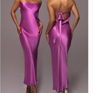 Purple Irina Satin Strapless Maxi Dress